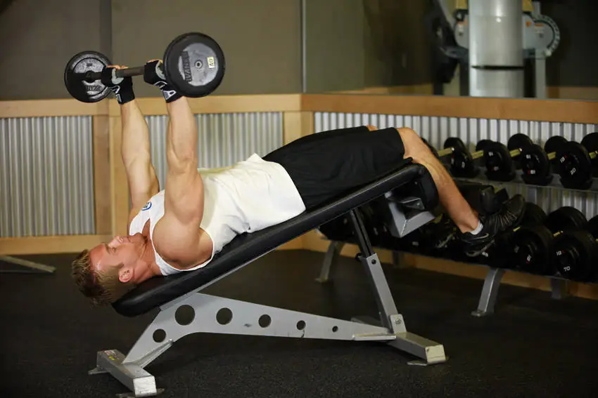 Nose-Dive Skull Smasher (Decline Narrow-Grip Tricep Twin)